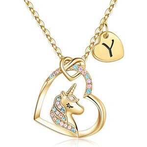 Unicorn Necklace Gifts for Girls Daughter Gold Y
